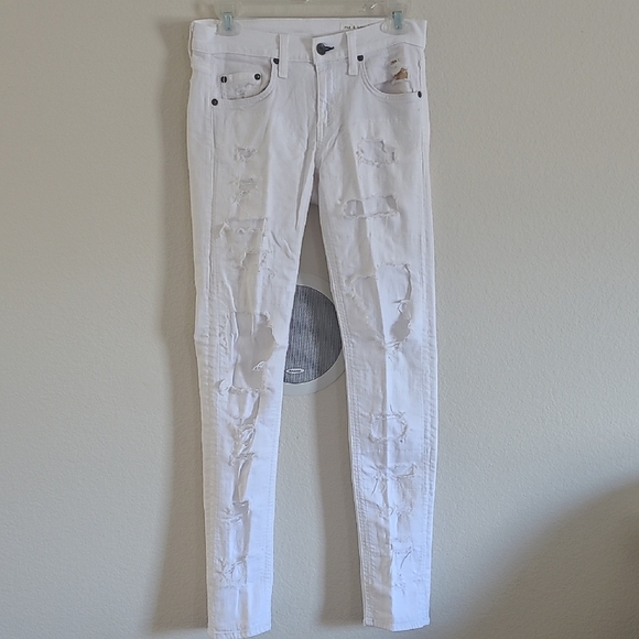 Rag & Bone Dre White Distressed/Ripped Women's Jeans Size 25 - Picture 1 of 9